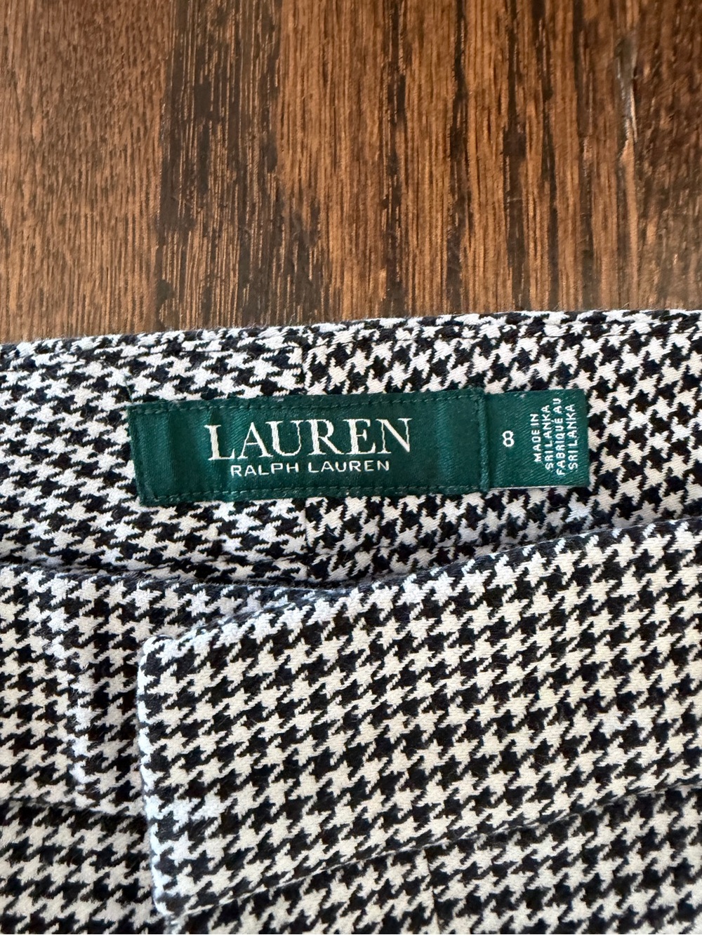 Lauren Ralph Lauren Black & White Houndstooth Dress Pants Sz 8 like new preppy